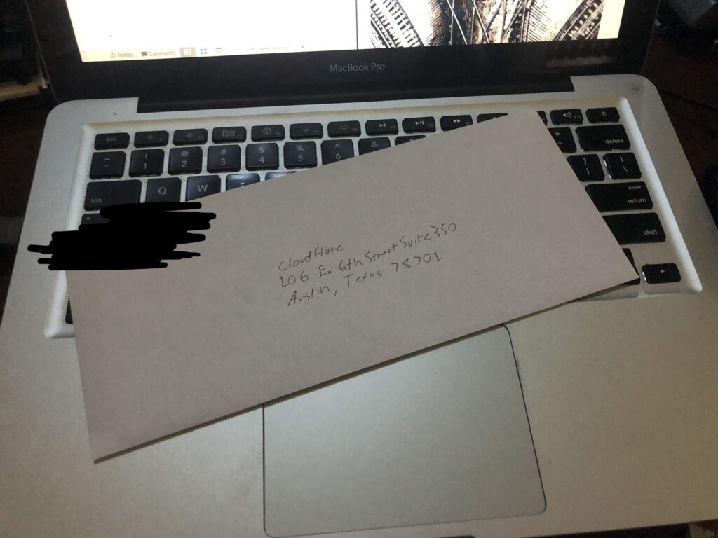Letter addressed to Cloudflare